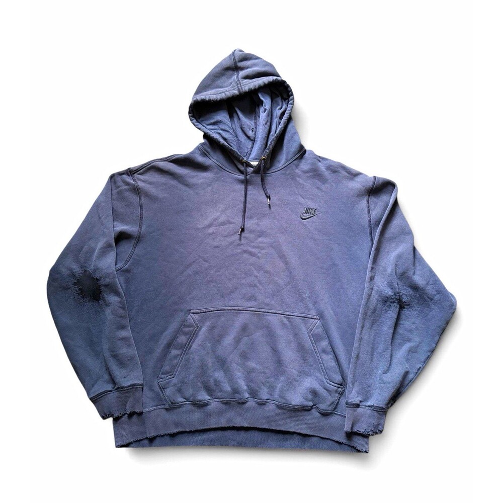 Nike Sportswear Blue Fleece Pullover Hoodie Logo Pockets Men’s Size XL